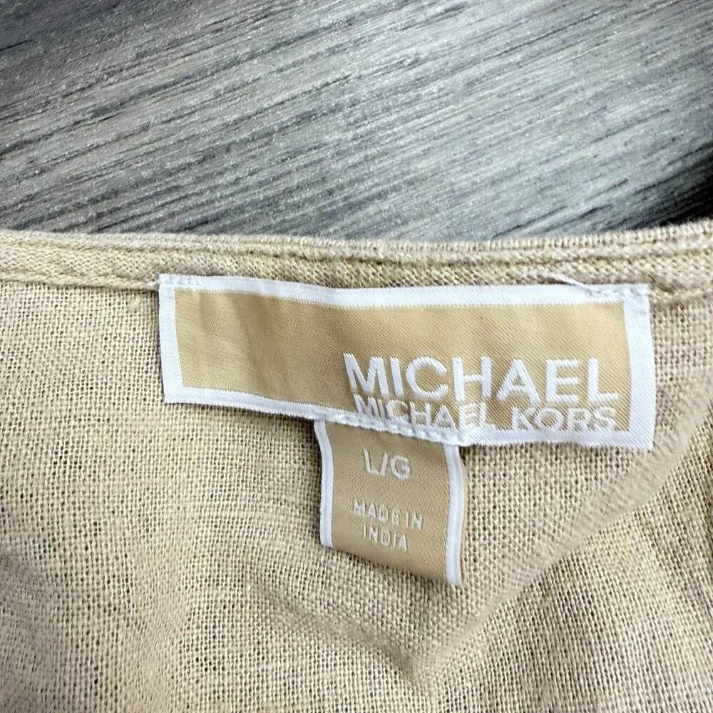 Michael Kors Linen Blend Short Sleeve Blouse Large